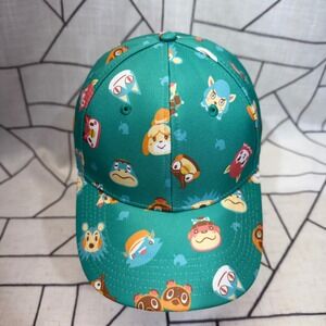Bioworld Animal Crossing Hat OSFM Teal Character All Over Print Baseball Cap